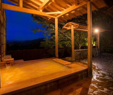 Covered wooden onsen bath at Arima Onsen Motoyu Ryuusenkaku, Hyōgo, Kansai