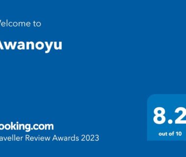 Booking.com award badge for Awanoyu with 8.2 Traveller Review Awards 2023 Nagano