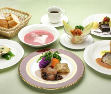 Assorted plated Western-style courses with soup, dessert and coffee at Chuzenji Kanaya Hotel Tochigi