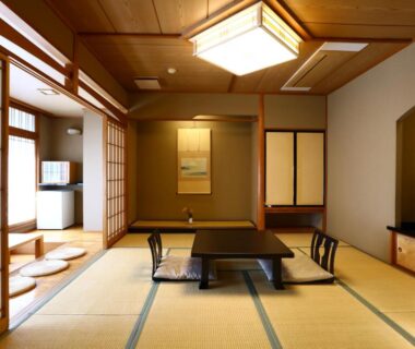 Traditional tatami room with low table, shoji screens and tokonoma at Club Wyndham Chikumakan Nagano in Chubu