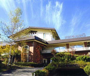Front facade and landscaped approach of Club Wyndham Shirakabaso Shigakogen in Nagano Chubu region