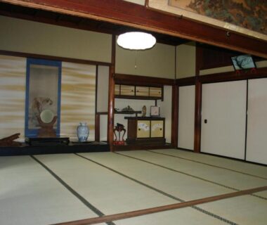 Spacious tatami room with tokonoma alcove and sliding fusuma at Gyokuzoin in Nara, Kansai