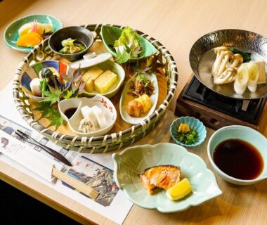 Assorted small Japanese dishes served on tray at Hakone Onsen Yuyado Yamanoshou, Kanagawa Kantō