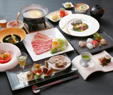 Assorted traditional Japanese dishes served at Hakone Yuyado Zen in Kanagawa