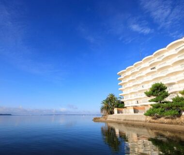 Hotel Green Plaza Hamanako exterior with balconies facing calm waterfront in Shizuoka Chūbu