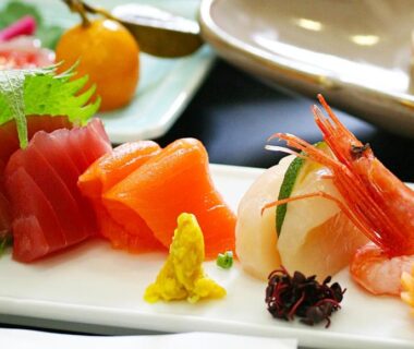 Fresh sashimi selection at Isawa View Hotel in Yamanashi, Chūbu, Japan