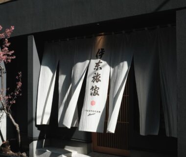 Noren curtains and wooden entrance at Ito Ryokan in Kantō, Tokyo