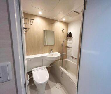 Compact bathroom with toilet, sink, mirror and bathtub at Itoen Hotel Hakone Yumoto, Kanagawa, Kantō, Japan