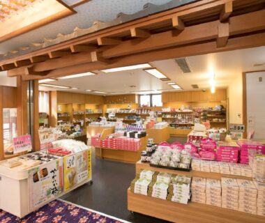 Indoor gift and souvenir area at Itoen Hotel Iizakakanouya in Fukushima Tohoku