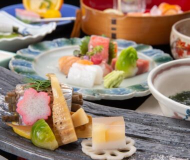 Assorted small Japanese dishes with sashimi, Kaihinsou Kamakura, Kanagawa