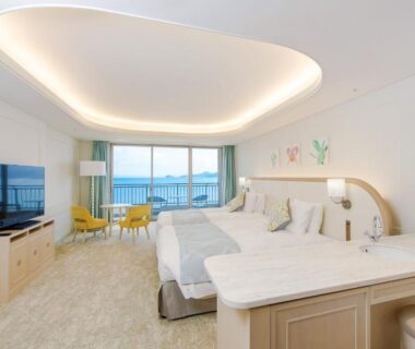 Bright twin room with balcony, Karatsu Seaside Hotel, Saga coast
