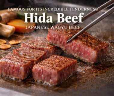 Sliced Hida beef on a hot griddle at Kazeya in Gifu, Chūbu