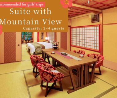 Traditional tatami room with low dining table and shoji screens at Kinosaki Tenboen, Hyogo