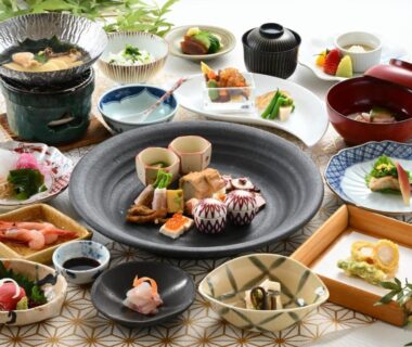 Assorted traditional small dishes and lacquerware at Kuriya Yasohachi, Ishikawa, Chūbu Japan
