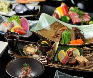 Assorted small-course Japanese dishes at Kurokawa Onsen Yama no Yado Shinmeikan, Kumamoto, Kyushu