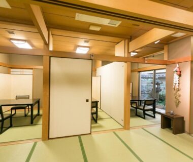 Partitioned tatami rooms with low tables and shoji screens at Kyonoyado Kagihei in Kyoto
