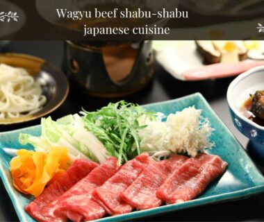 Wagyu beef shabu-shabu platter with vegetables at Ogiwarakan, Nagano, Chūbu