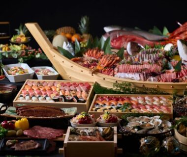 Assorted sushi and sashimi spread at Ooedo Onsen Monogatari Premium Kinugawa Kanko Hotel, Tochigi, Kantō Japan