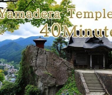 Yamadera temple perched on rocky cliff above valley, near Oyado Morinone in Yamagata Tōhoku