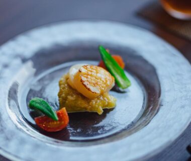 Small plated dish with garnishes at SEKIYA RESORT Bettei Haruki Ōita