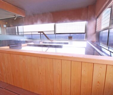 Steaming wooden indoor bath at Shinki in Gunma, Kantō, Japan