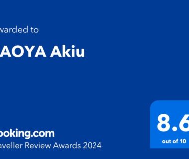 Booking.com 8.6 award badge for TAOYA Akiu in Miyagi prefecture