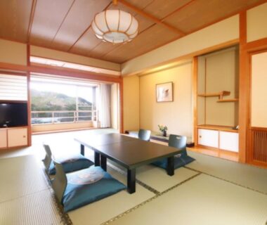 Traditional tatami room with low table and zabuton at Tateyama Prince Hotel, Nagano, Chūbu region