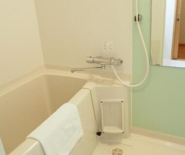 Compact bathtub and shower in ryokan room at The Edo Sakura Tokyo