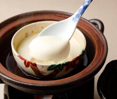 Silken tofu served in a clay pot at Towa Ryokan in Kyoto, Kansai