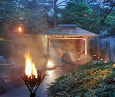 Ryokusuitei, source Kagari-bi à Sendai Akiu Onsen