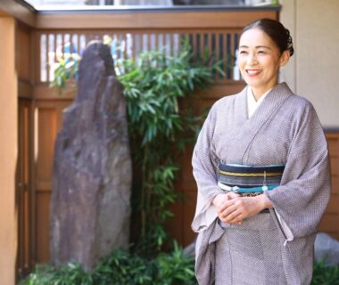 Woman in kimono at Nanakusa no Yu, Bessho Onsen, Nagano, Chubu, Japan