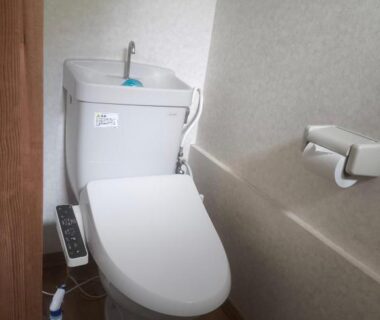Modern toilet with bidet and sink at Amakawa Ryokan, Kawazu, Shizuoka