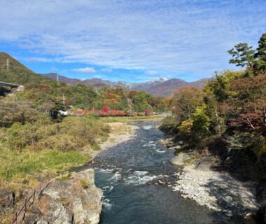 River running through mountain valley near Fukunoya in Gunma Kantō