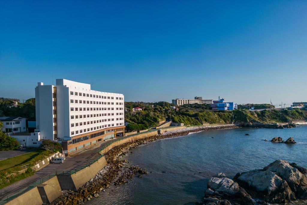 Seaside view Choshi Grand Hotel Chiba Building at Choshi Grand Hotel along rocky Chiba coastline