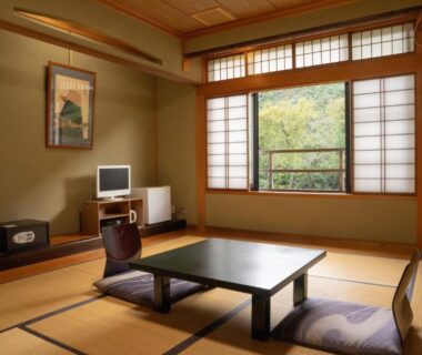 Tatami room with low table and shoji, Zenigame, Chūbu Ishikawa Japan