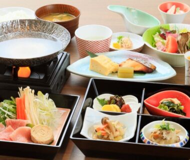 Traditional Japanese breakfast set at Yurara Marukyō, Kinugawa Onsen, Tochigi
